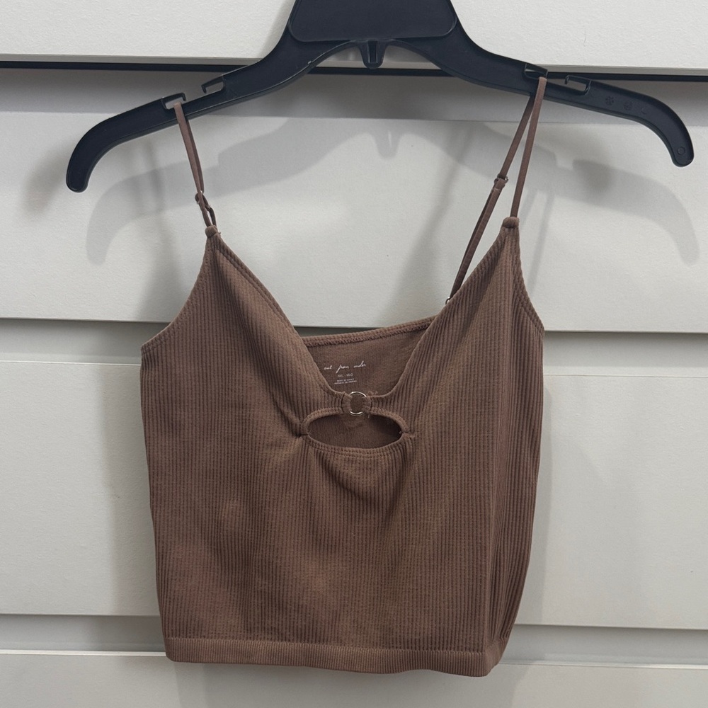 Urban Outfitters Chocolate Ribbed Crop Top